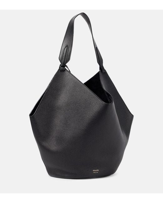 Khaite Black Tote Bag Lotus Medium Aus Leder