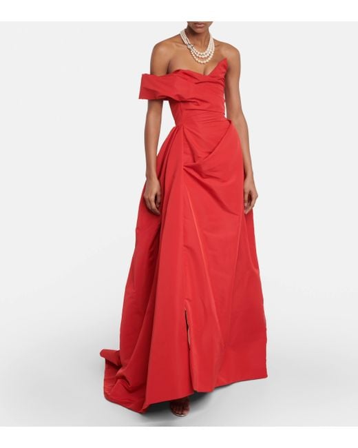 Vivienne Westwood Red Draped Off-shoulder Satin Gown