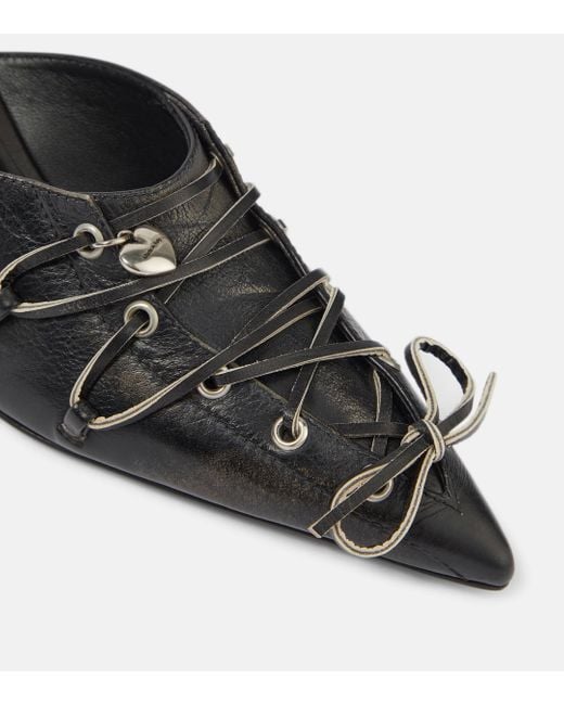 Acne Black Leather Lace-up Mules