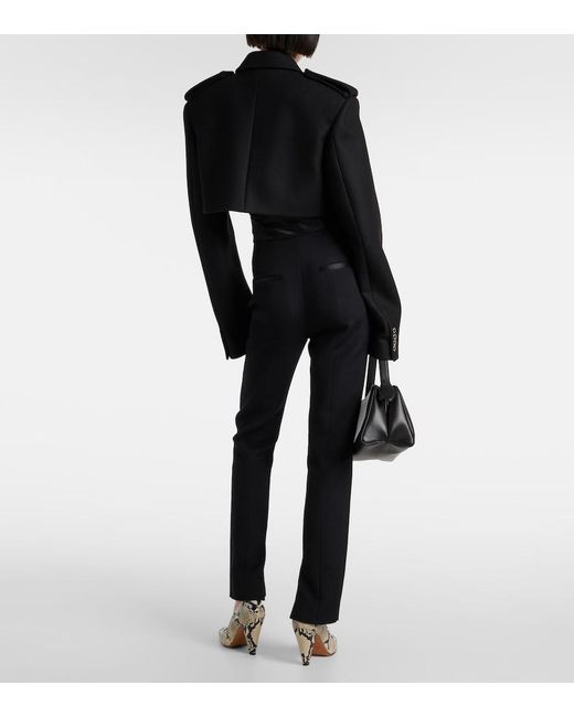Khaite Black Leara Cropped Wool-Blend Jacket