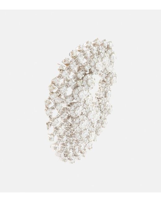 Pendientes de clip de oro blanco de 18 ct con diamantes YEPREM de color White