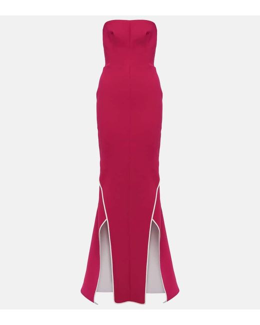 Maticevski Red Notorious Strapless Crepe Gown