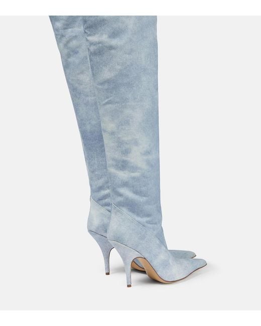 Gia Borghini Blue Gia 33 Denim Over-The-Knee Boots