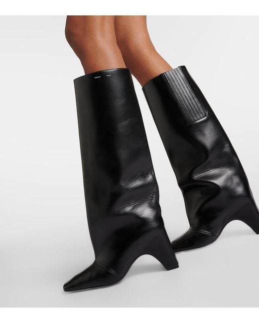 Coperni Black Bridge Leather Knee-High Boots