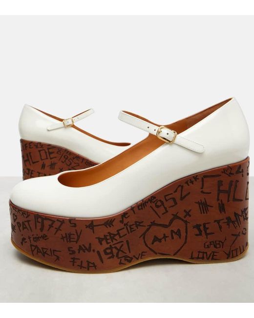 Chloé Brown Wedges Maxime Mary Jane Aus Leder