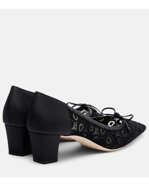 Manolo Blahnik Black Martebal 50 Lace Bow-Detail Pumps