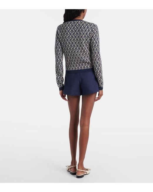 Valentino Blue Toute La V Virgin Wool Cardigan