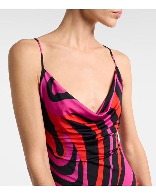 Emilio Pucci Red Marmo Draped Jersey Minidress