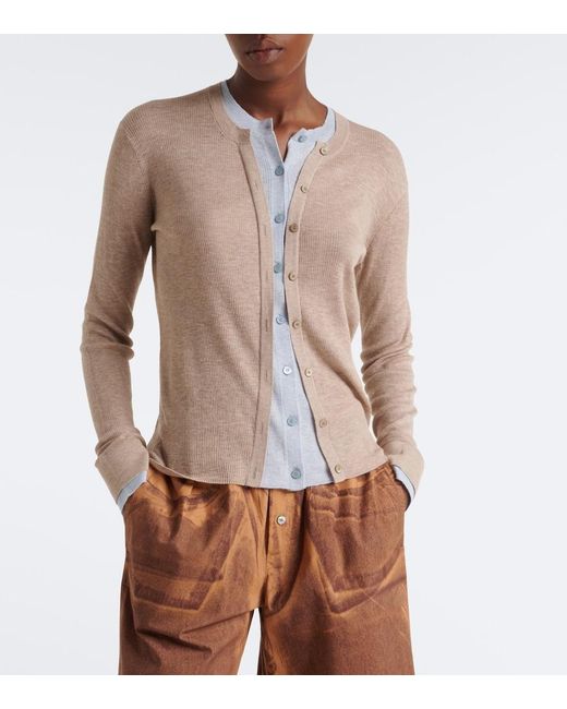 Acne Natural Layered Silk And Wool Cardigan