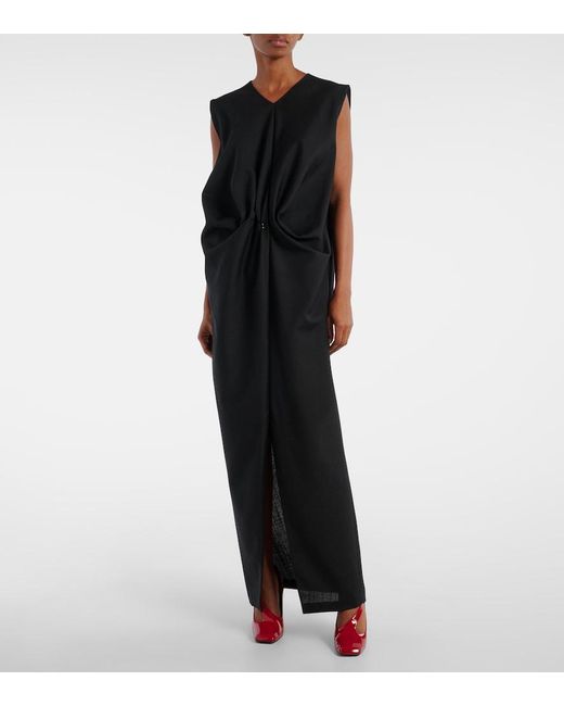 Khaite Black Niel Wool And Mohair Maxi Dress