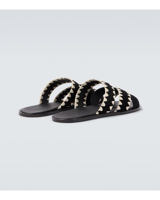 Manolo Blahnik Black Nello Suede Sandals for men