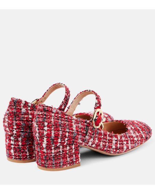 Gianvito Rossi Red Mary Ribbon Boucle Mary Jane Pumps
