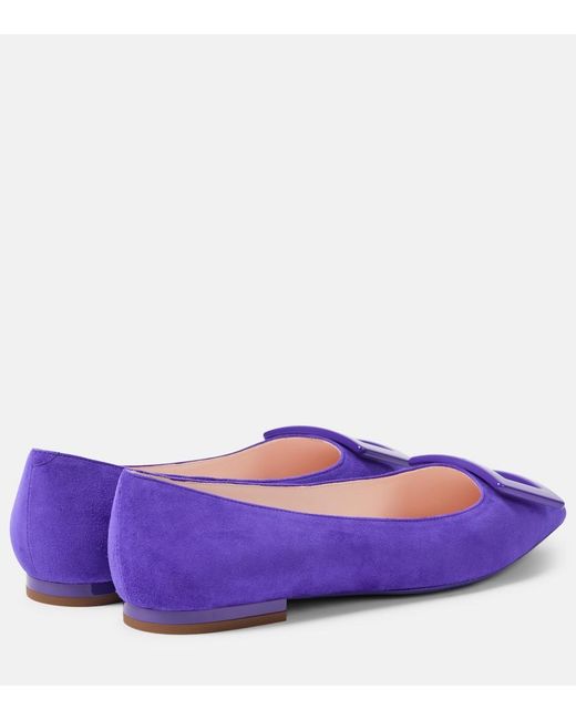 Roger Vivier Purple Gommettine Suede Ballet Flats