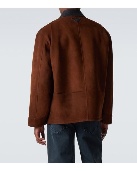 Prada Brown Leather-Trimmed Suede Jacket for men
