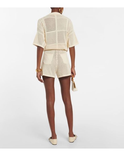Nanushka Natural Jael Crochet Cotton-Blend Shorts