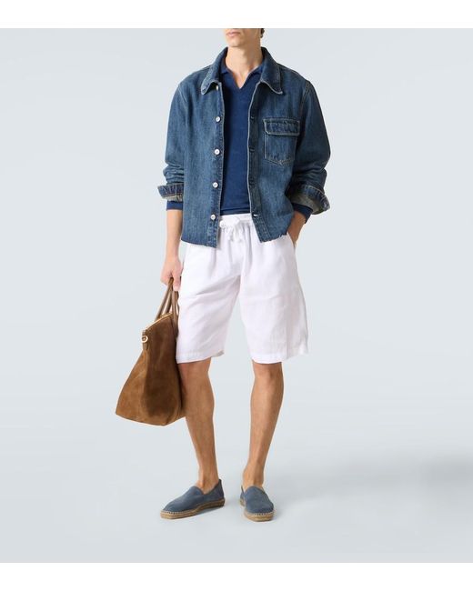 Fedeli Blue Cotton Terry Polo Sweater for men
