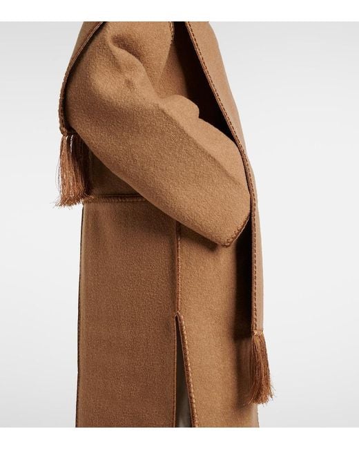 Totême Natural Wool Coat With Scarf