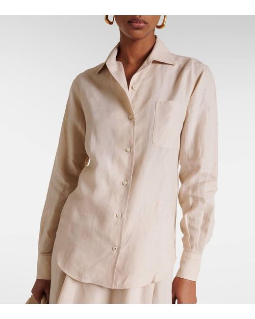 Camicia Neo Andre in lino di Loro Piana in White
