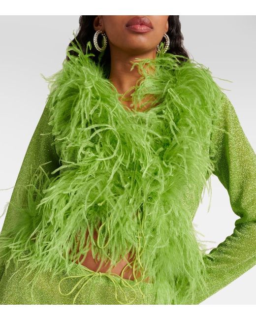 Oseree Green Top Lumiere Plumage mit Federn