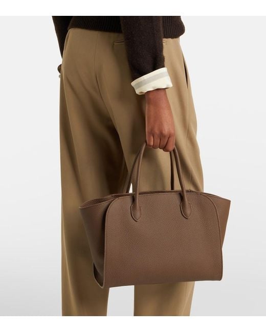 The Row Brown Marlo 12 Leather Tote Bag