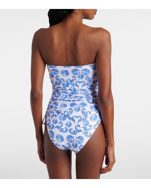 Melissa Odabash Blue Sydney Ruched Printed Swimsuit