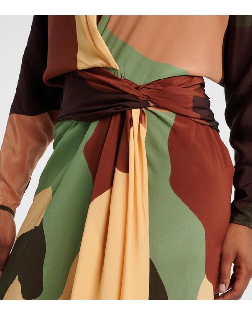 Johanna Ortiz Multicolor Printed Scarf-Detail Silk Maxi Dress