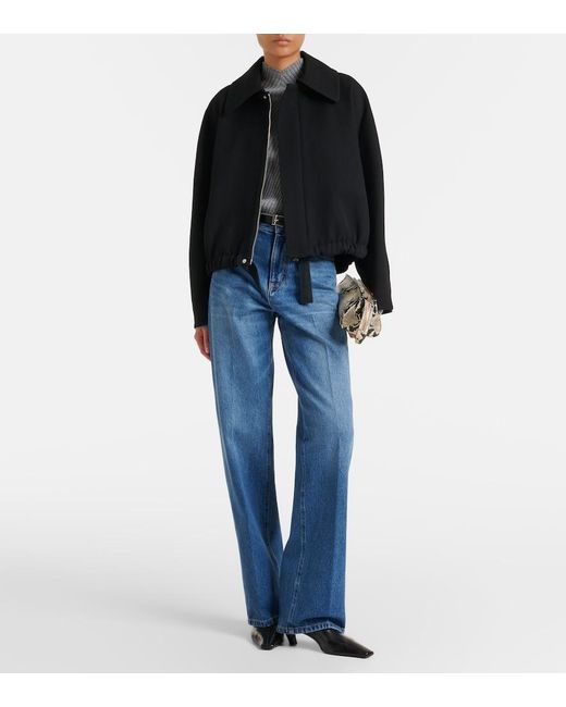 Victoria Beckham Black Arden Virgin Wool Gabardine Blouson Jacket