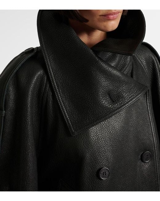 Acne Black Double-Breasted Leather Jacket