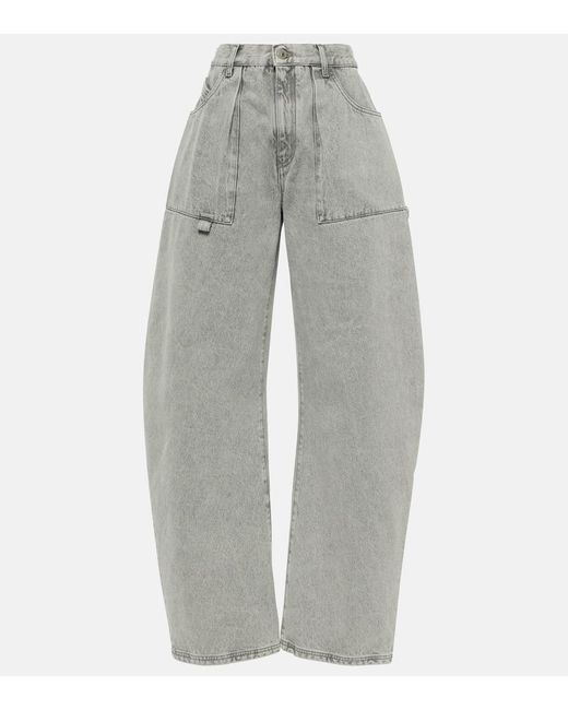 Jeans Effie a gamba larga e vita media di The Attico in Gray