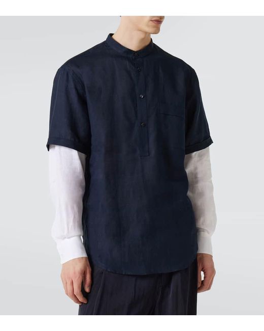 Camisa De Lino Giorgio Armani de hombre de color Blue