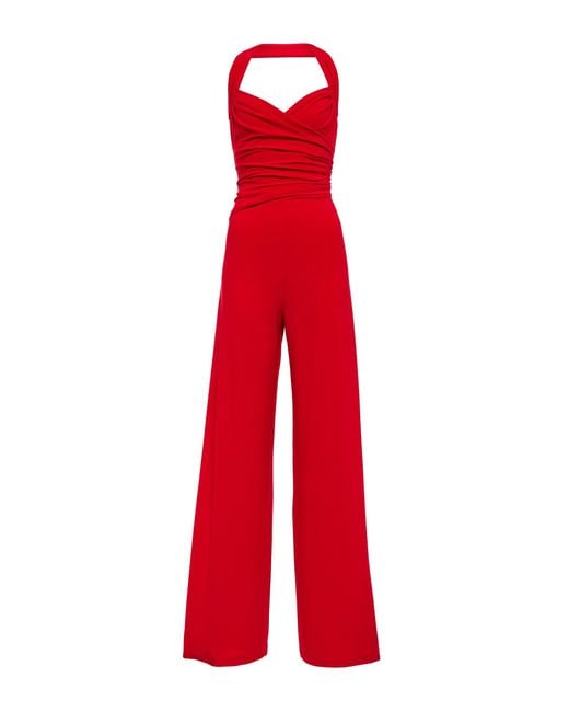 Norma Kamali Synthetic Cayla Halterneck Bodysuit in Tiger Red (Red) | Lyst
