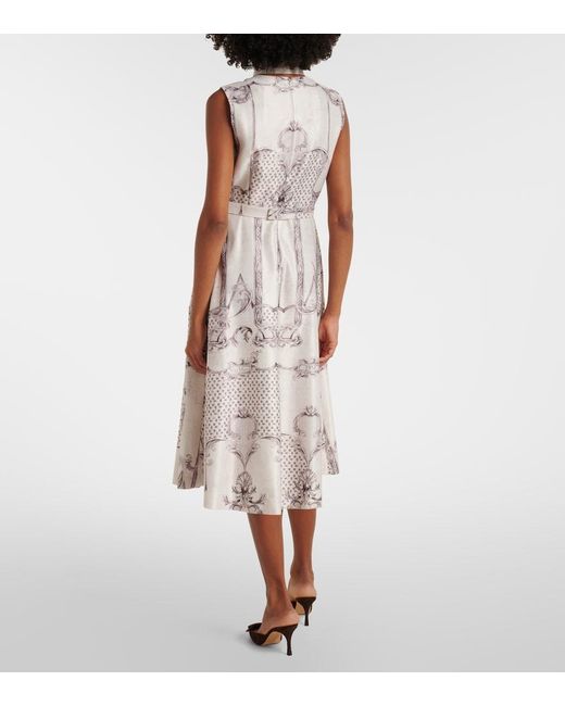 Max Mara Natural Ambuto Printed Midi Dress
