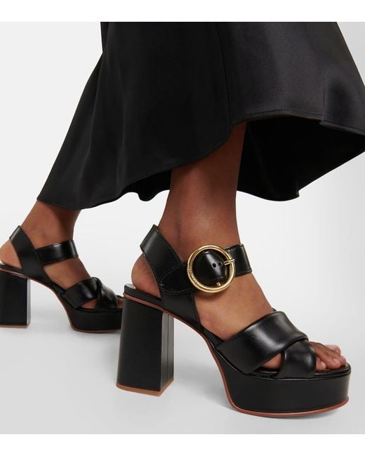See By Chloé Black Lyna Leather Platform Sandals