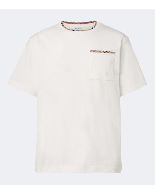 Burberry White Check Cotton Jersey T-Shirt for men