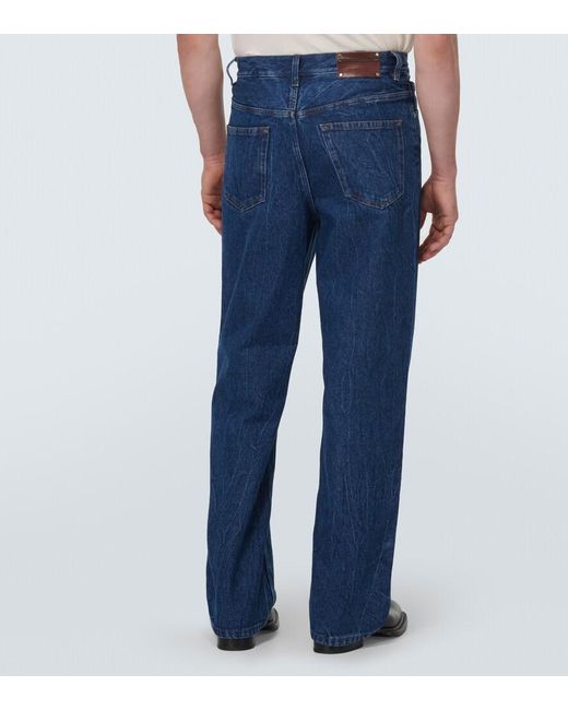 Dries Van Noten Blue Marble-Wash Wide-Leg Jeans for men