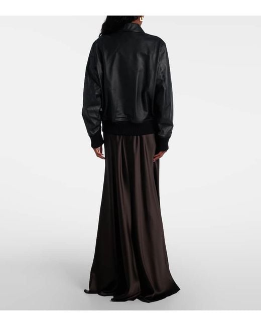 Ralph Lauren Black Coale Leather Bomber Jacket