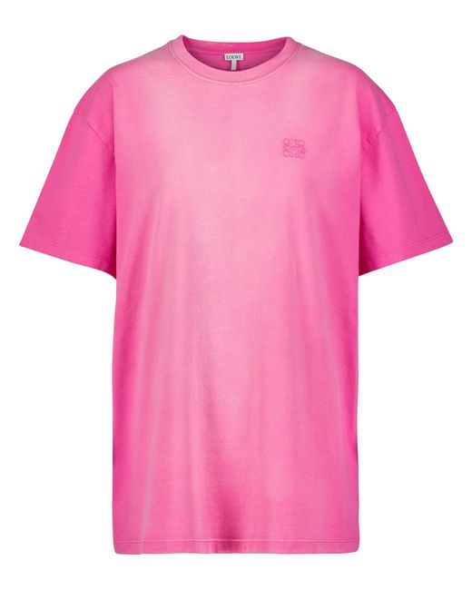 Loewe Pink Anagram Embroidered Jersey T-shirt