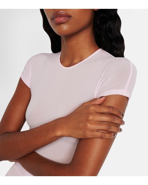 Wardrobe NYC Pink Sheer Technical Bodysuit