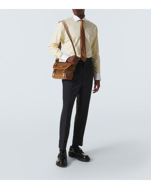 Prada Brown Re-Nylon Leather-Trimmed Shoulder Bag for men