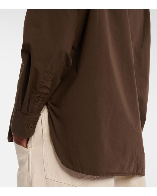 Nili Lotan Brown Amante Cotton Poplin Shirt
