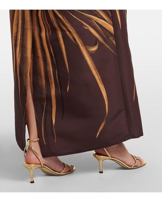 Oscar de la Renta Brown Printed Bustier Gown