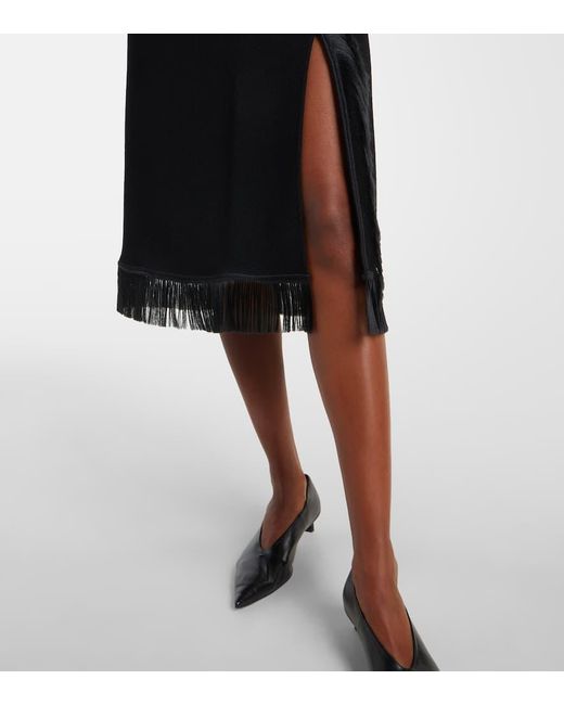 Jil Sander Black Fringed Midi Skirt