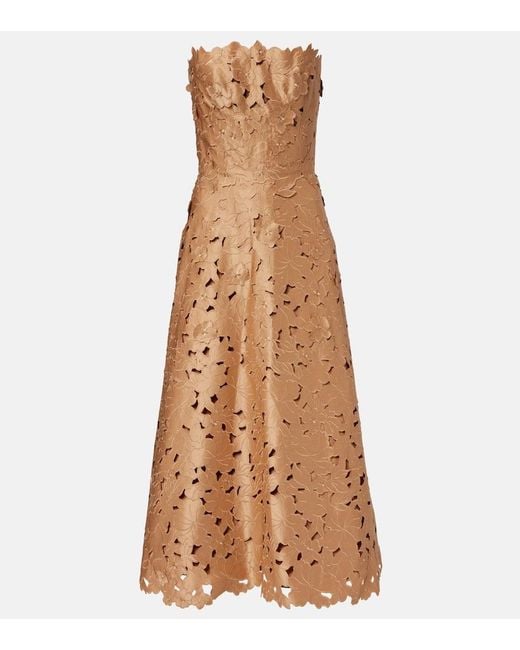 Costarellos Brown Vella Floral Lace Cocktail Dress