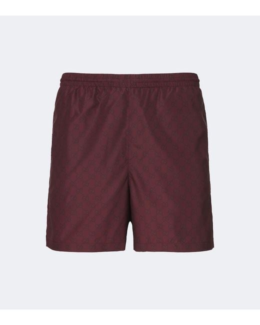 Gucci Purple Gg Poplin Swim Trunks for men