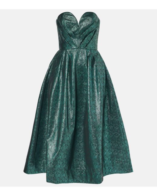Rebecca Vallance Elsie Brocade Midi Dress in Green Lyst UK