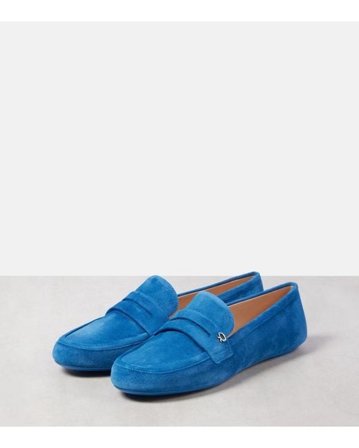 Gianvito Rossi Blue Suede Loafers