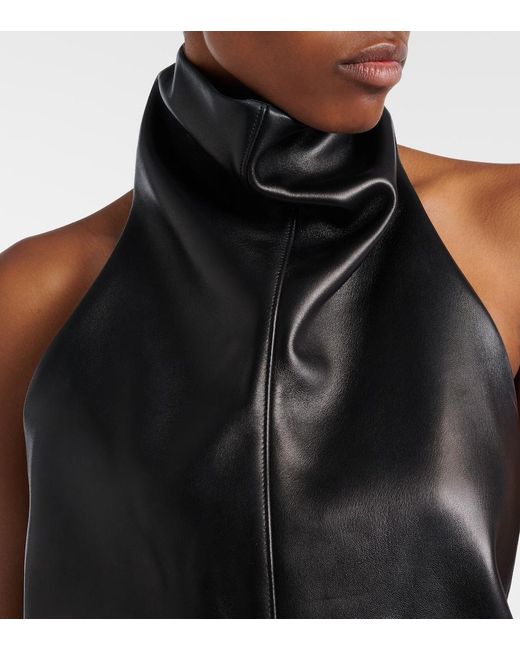 Khaite Black Rone Halterneck Leather Top
