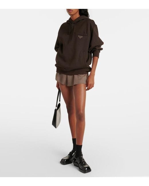 Sudadera Con Capucha De Algodon Prada de color Black