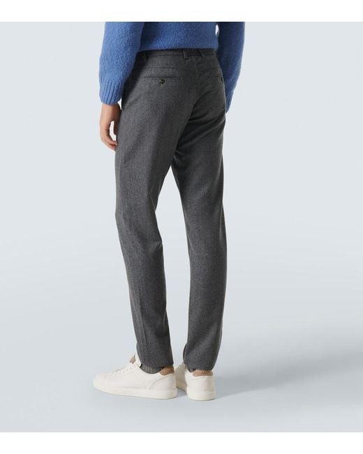 Canali Gray Wool Straight Pants for men