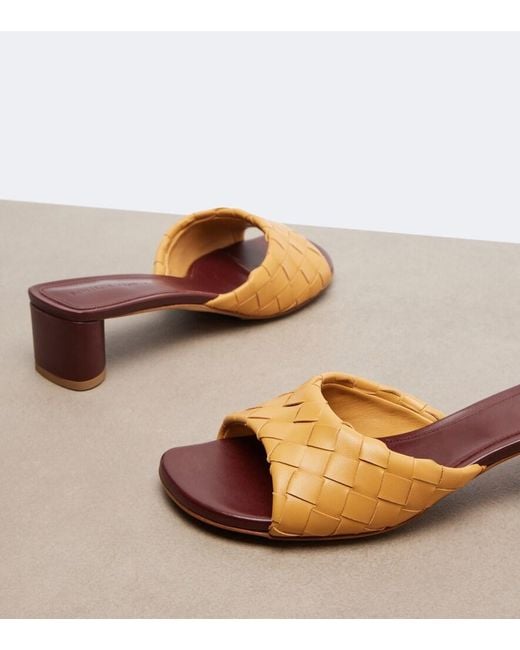 Bottega Veneta Brown Parco Intrecciato Leather Mules